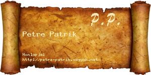 Petre Patrik névjegykártya